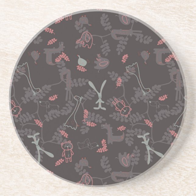 pattern displaying baby animals 1 coaster (Front)