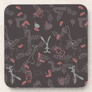 pattern displaying baby animals 1 coaster