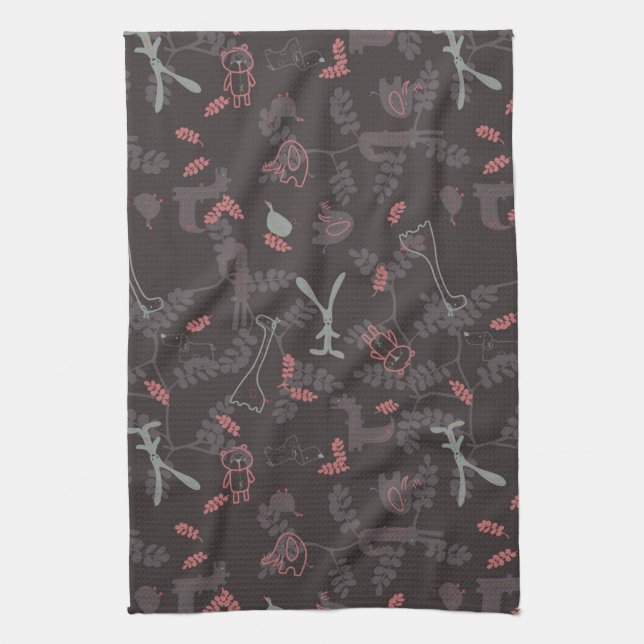 pattern displaying baby animals 1 kitchen towel (Vertical)