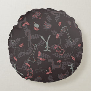 pattern displaying baby animals 1 round pillow