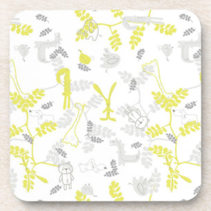 pattern displaying baby animals 2 coaster