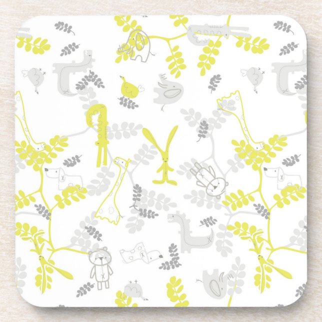 pattern displaying baby animals 2 coaster (Front)