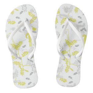 pattern displaying baby animals 2 flip flops