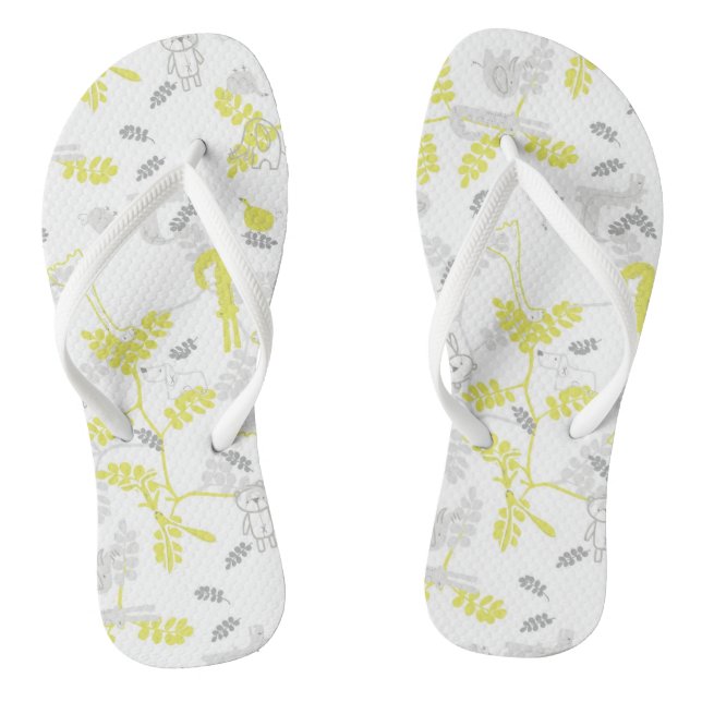 pattern displaying baby animals 2 flip flops (Footbed)