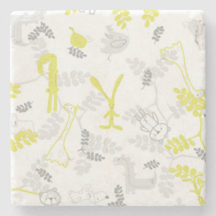 pattern displaying baby animals 2 stone coaster