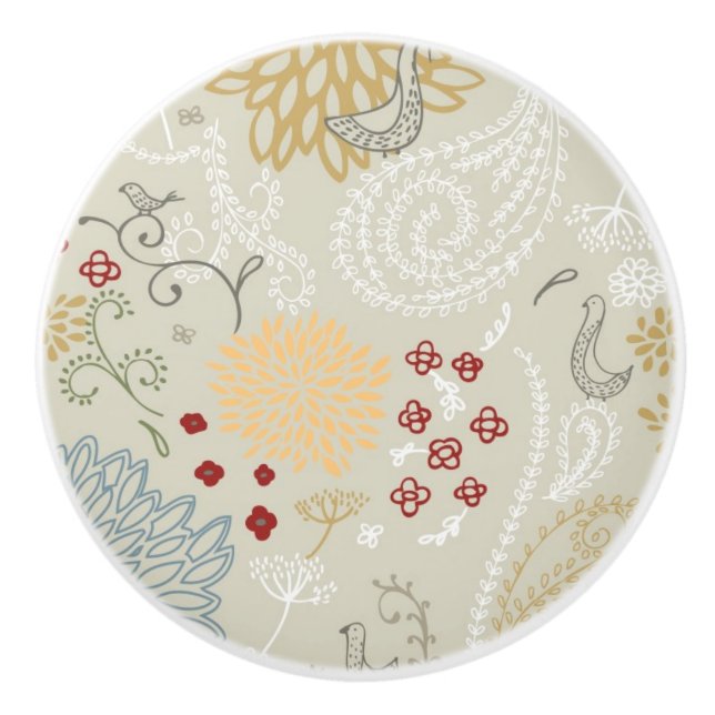 pattern displaying curly garden ceramic knob (Front)