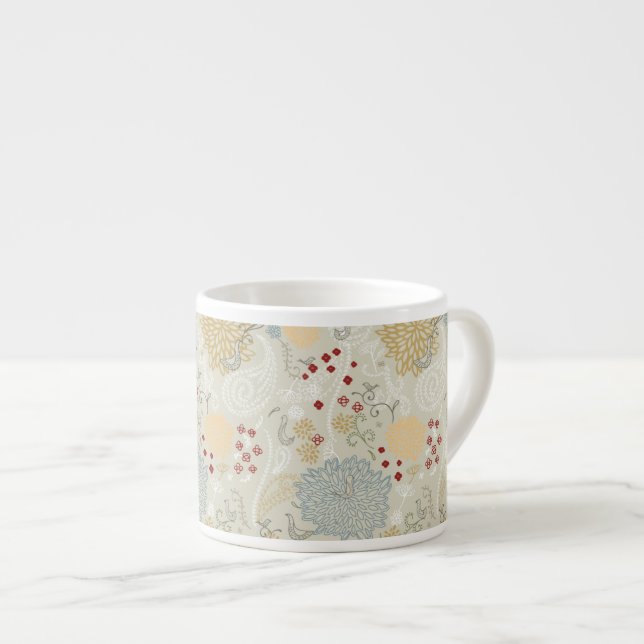 pattern displaying curly garden espresso cup (Front Right)