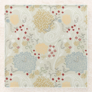 pattern displaying curly garden glass coaster