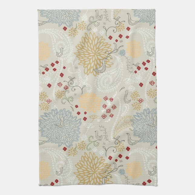 pattern displaying curly garden kitchen towel (Vertical)