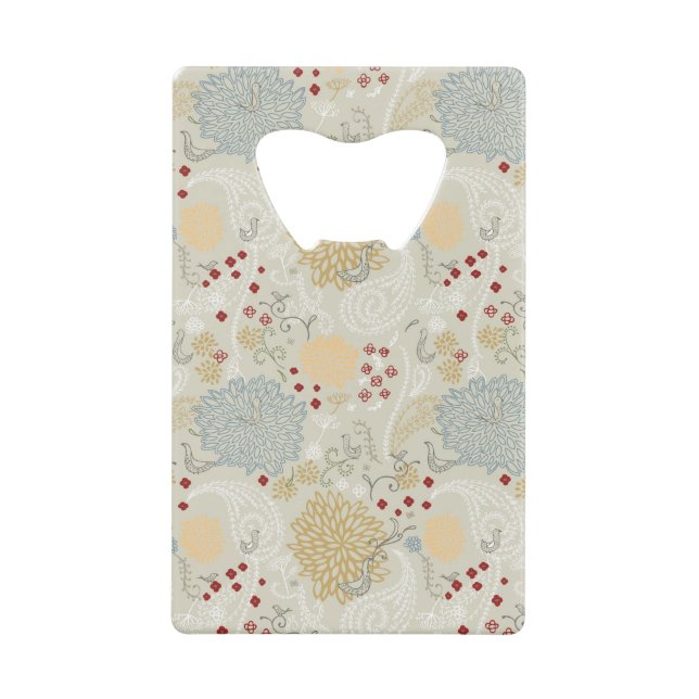 pattern displaying curly garden wallet bottle opener (Front)