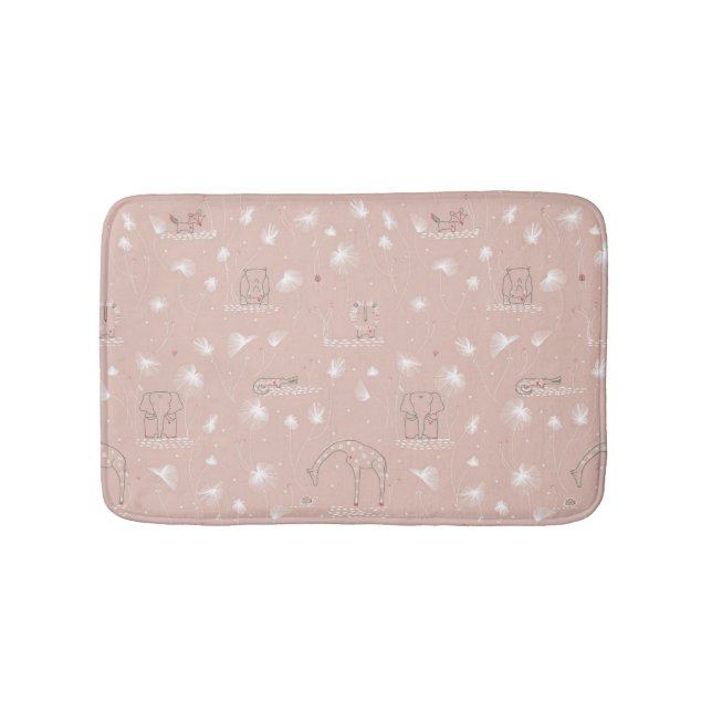 pattern displaying cute baby jungle animals bath mat (Front)