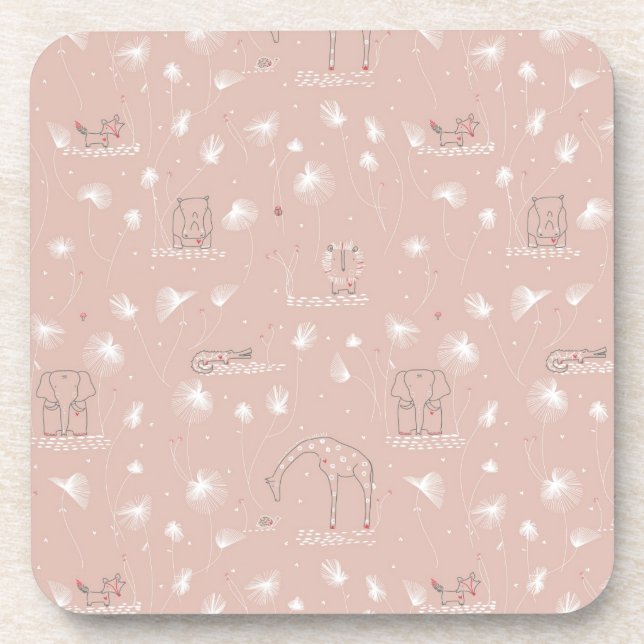 pattern displaying cute baby jungle animals coaster (Front)