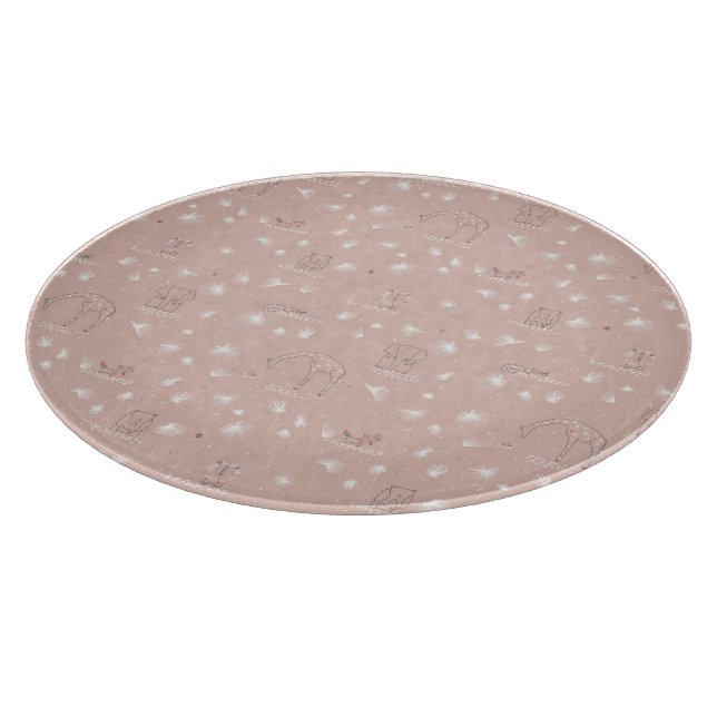 pattern displaying cute baby jungle animals cutting board (Corner)