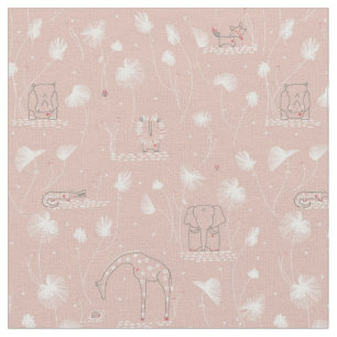 pattern displaying cute baby jungle animals fabric