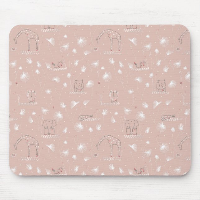 pattern displaying cute baby jungle animals mouse pad (Front)