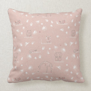 pattern displaying cute baby jungle animals throw pillow