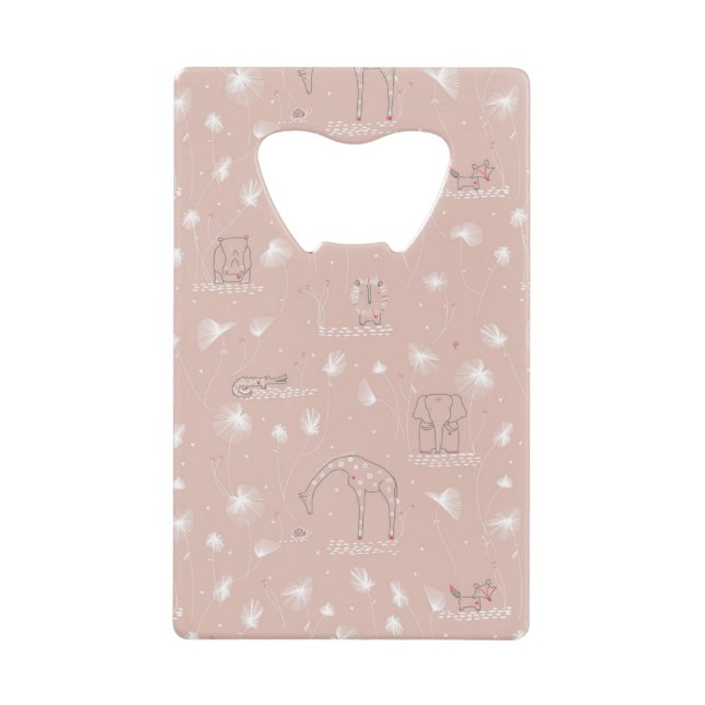pattern displaying cute baby jungle animals wallet bottle opener (Front)
