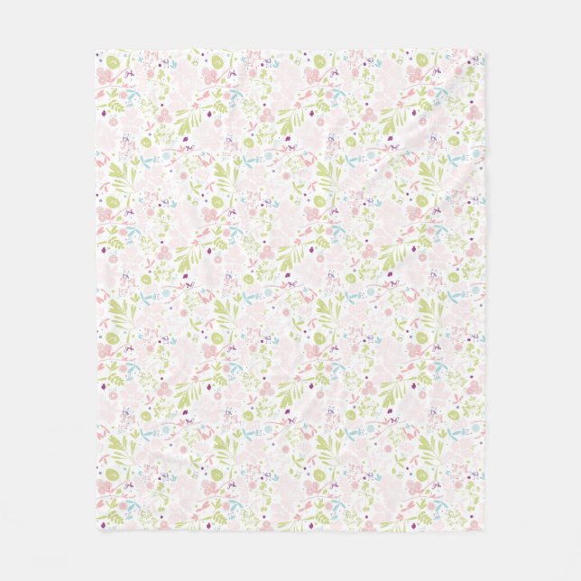 pattern displaying floral fleece blanket (Front)