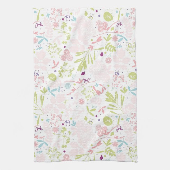 pattern displaying floral kitchen towel (Vertical)