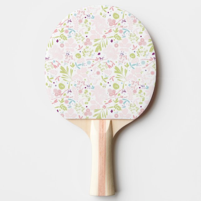 pattern displaying floral ping pong paddle (Front)