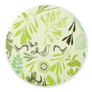 pattern displaying little baby birds ceramic knob