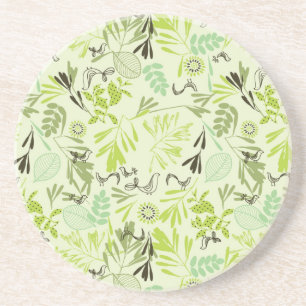 pattern displaying little baby birds coaster