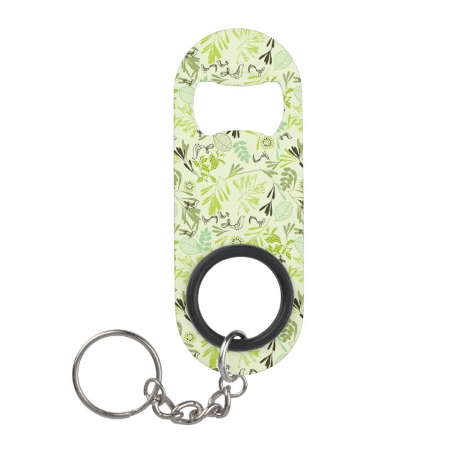 pattern displaying little baby birds keychain bottle opener (Front)