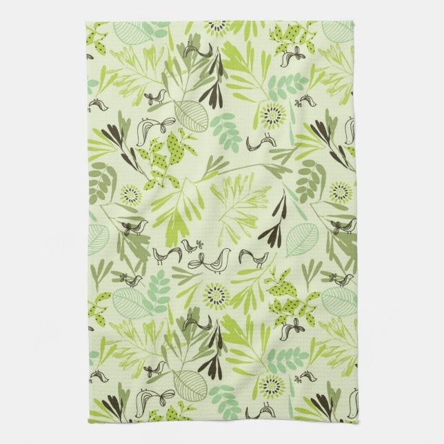pattern displaying little baby birds kitchen towel (Vertical)
