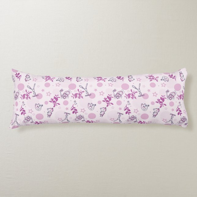 pattern displaying vintage baby animals body pillow (Front)