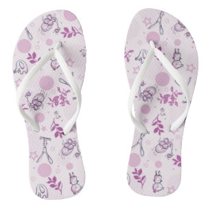 pattern displaying vintage baby animals flip flops