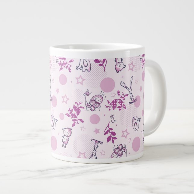pattern displaying vintage baby animals large coffee mug (Front Right)