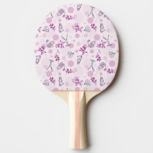 pattern displaying vintage baby animals ping pong paddle