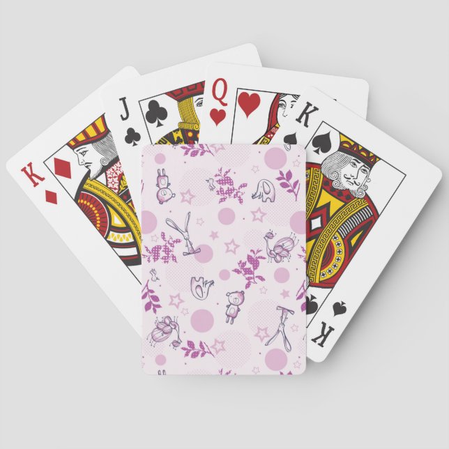 pattern displaying vintage baby animals playing cards (Back)