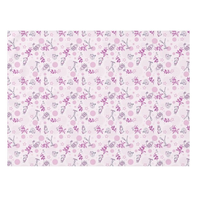 pattern displaying vintage baby animals tablecloth (Front (Horizontal))