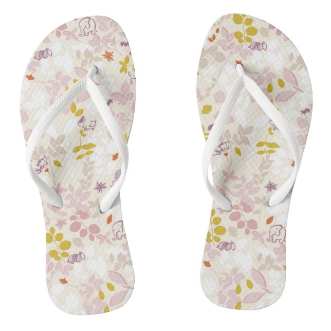 pattern displaying whimsical animals flip flops (Footbed)