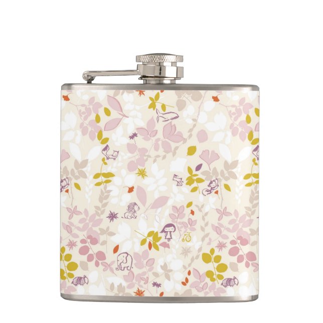 pattern displaying whimsical animals hip flask (Front)