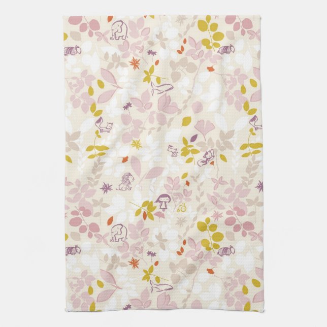 pattern displaying whimsical animals kitchen towel (Vertical)