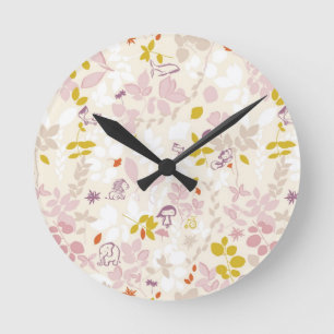 pattern displaying whimsical animals round clock