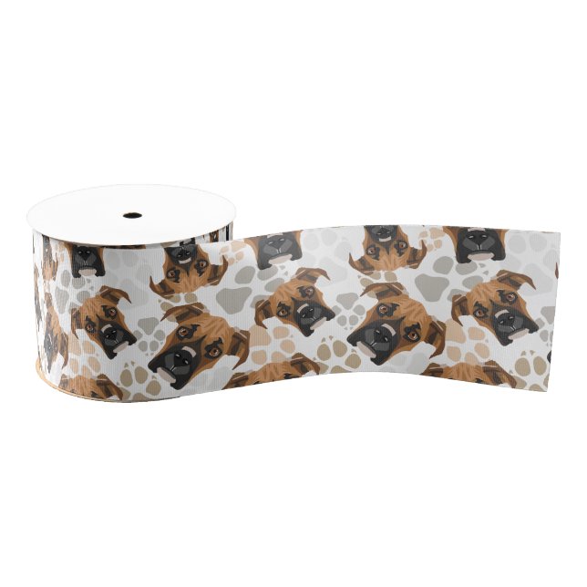 Pattern Dog paws Boxer Grosgrain Ribbon (Spool)