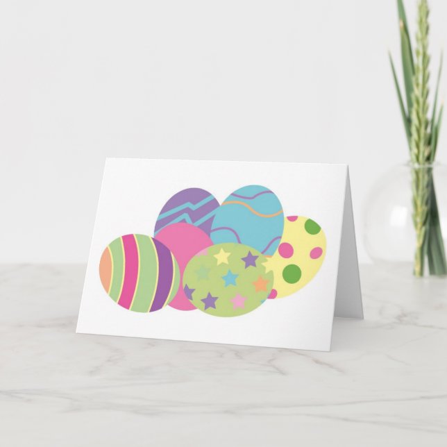Pattern Easter Eggs Holiday Card (Front)