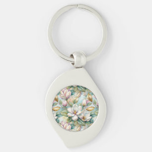 Pattern Elegant Magnolia Flowers Keychain