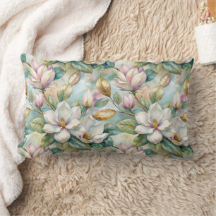 Pattern Elegant Magnolia Flowers Lumbar Pillow