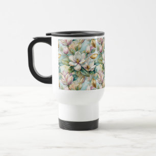 Pattern Elegant Magnolias Travel Mug