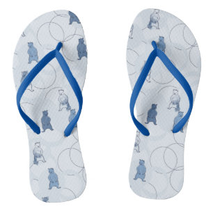 pattern featuring a grizzly bear flip flops
