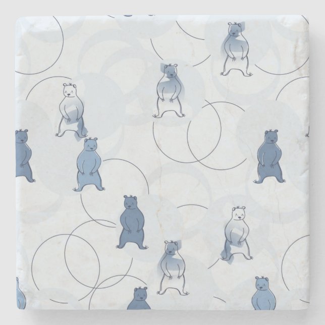 pattern featuring a grizzly bear stone coaster (Front)
