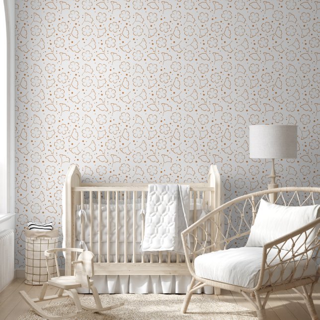 pattern featuring flax flowers in a minimalist sty wallpaper (Kids)