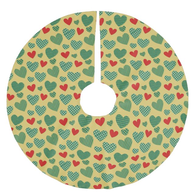 Pattern Filled Hearts Brushed Polyester Tree Skirt (Front)