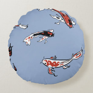 Pattern fish carp koi koi carp round pillow