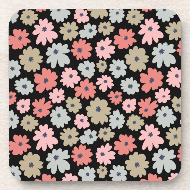 Pattern Flower Colourful Vintage            Coaster (Front)