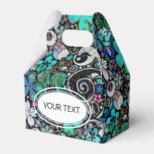 Pattern - flower power peace black + your text favor box